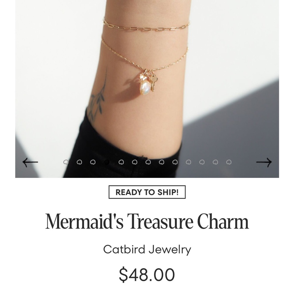 Catbird Gold Mermaid's Treasure Pearl Charm Bracelet